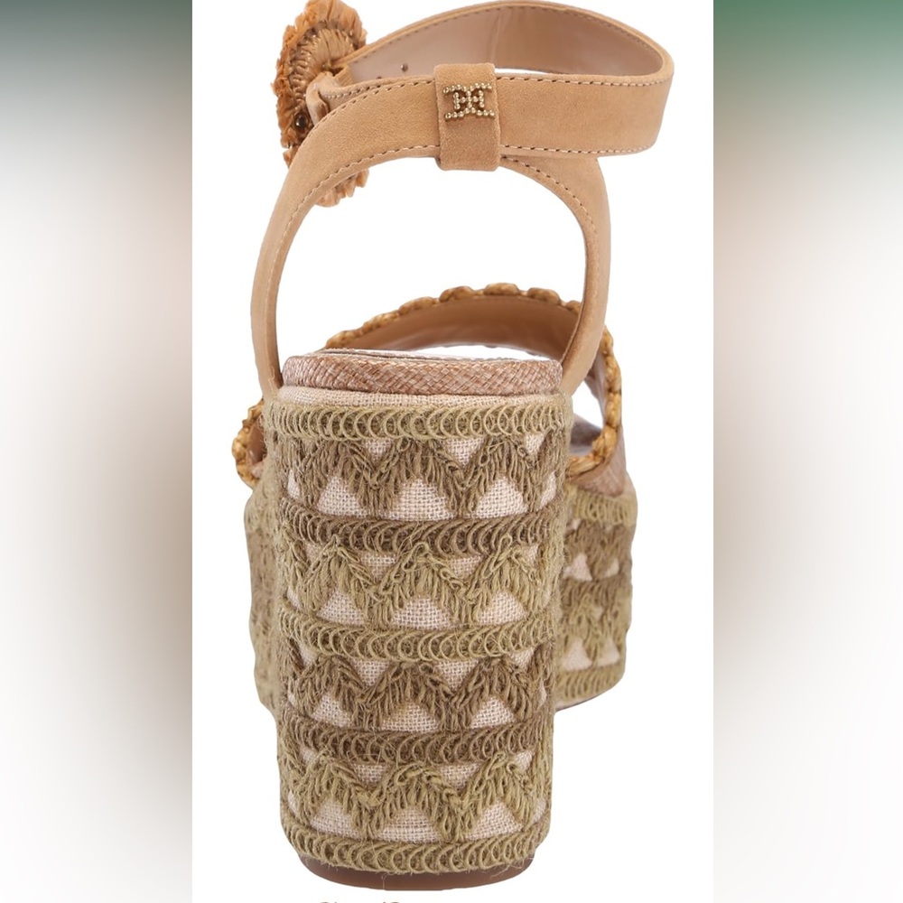 NWTIB ⢠Sam Edelman ⢠Women's Amber Wedge Sandal ⢠Tan/Raffia/Suede ⢠10.5M - Picture 5 of 10